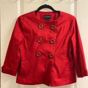 Banana Republic red crop jacket.